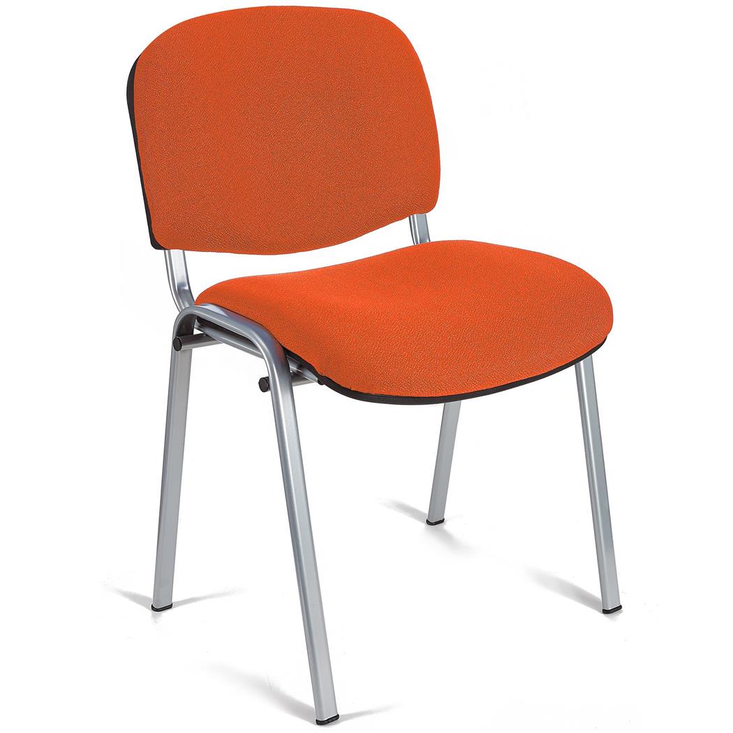 Konferenzstuhl MOBY BASE STOFF mit grauen Stuhlbeinen, bequem und praktisch, stapelbar, Farbe Orange