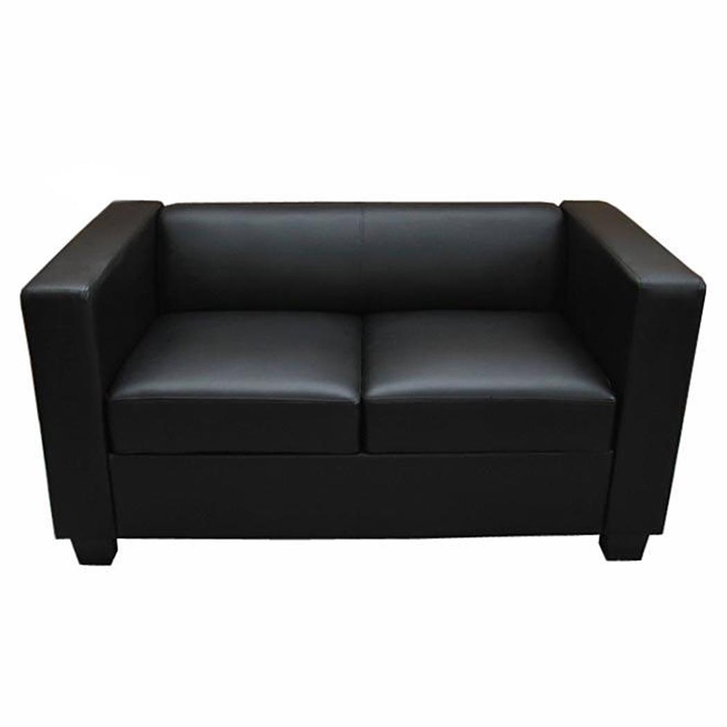 Sessel BASEL, Zweisitzer, elegantes Design, großer Komfort, Leder, Farbe Schwarz