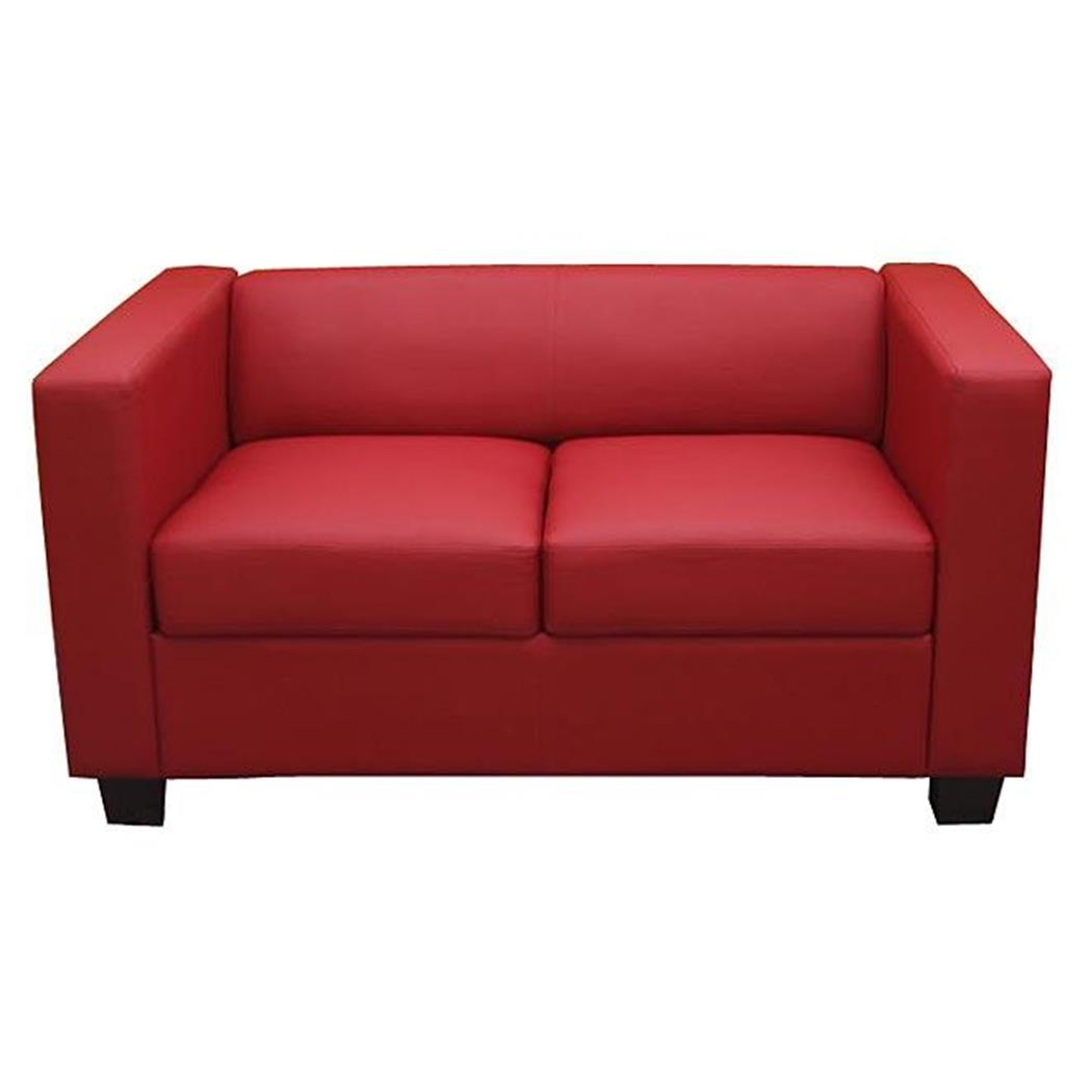 Sessel BASEL, Zweisitzer, elegantes Design, großer Komfort, Leder, Farbe Rot