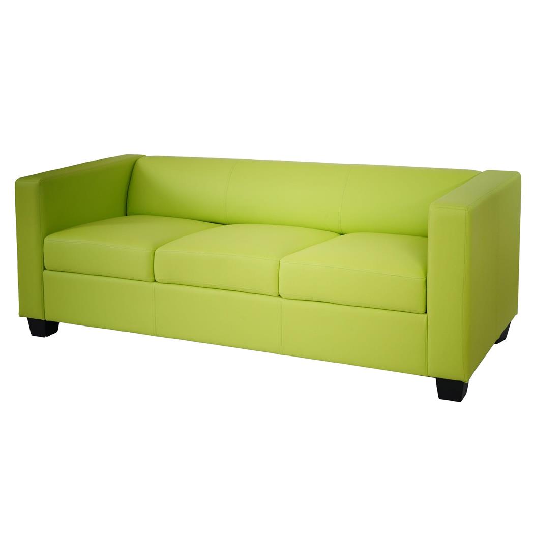 Sessel BASEL, Dreisitzer, elegantes Design, großer Komfort, Kunstleder, Farbe Grün