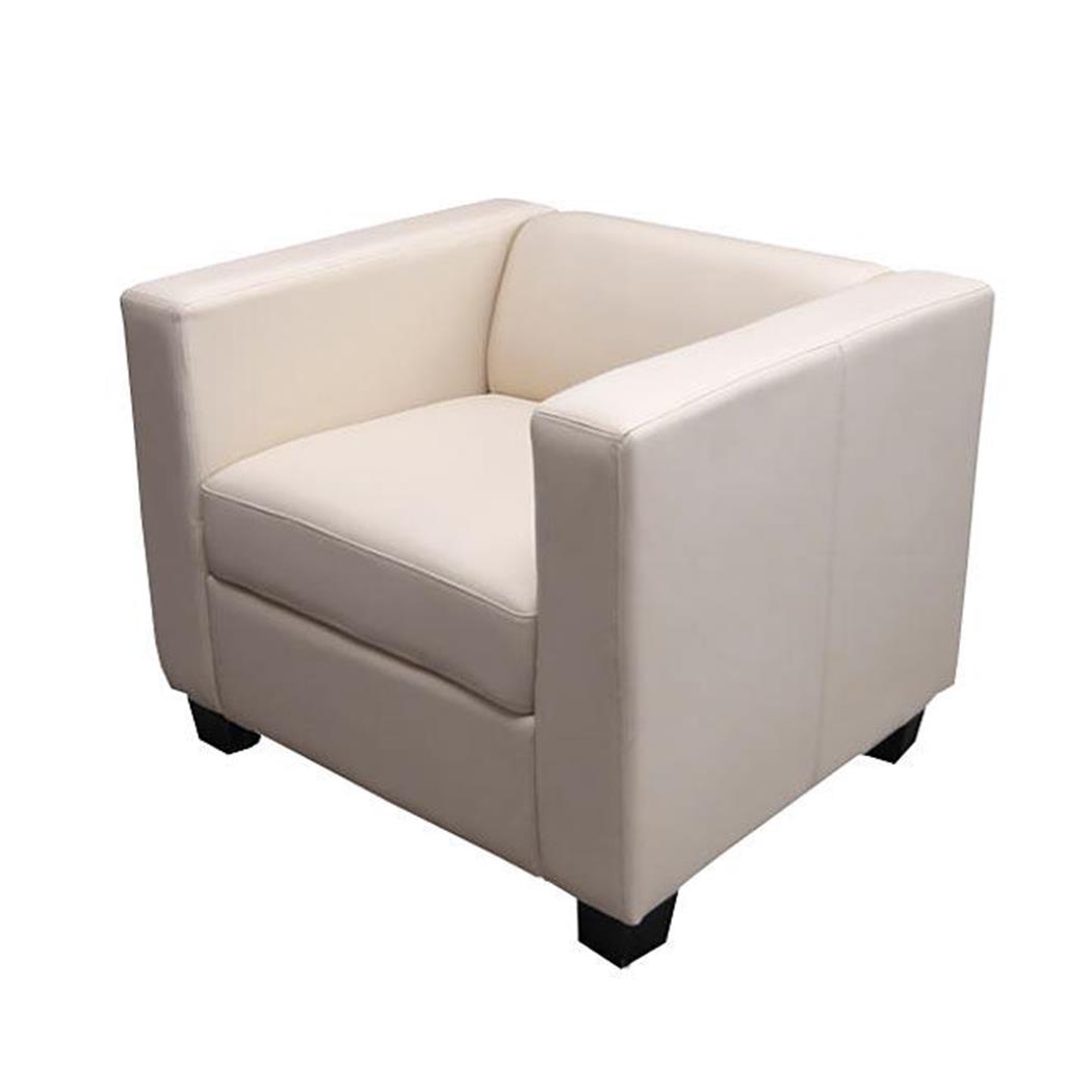 Sessel BASEL, 1 Sitzer, Elegantes Design, großer Komfort, Kunstleder, Farbe Creme