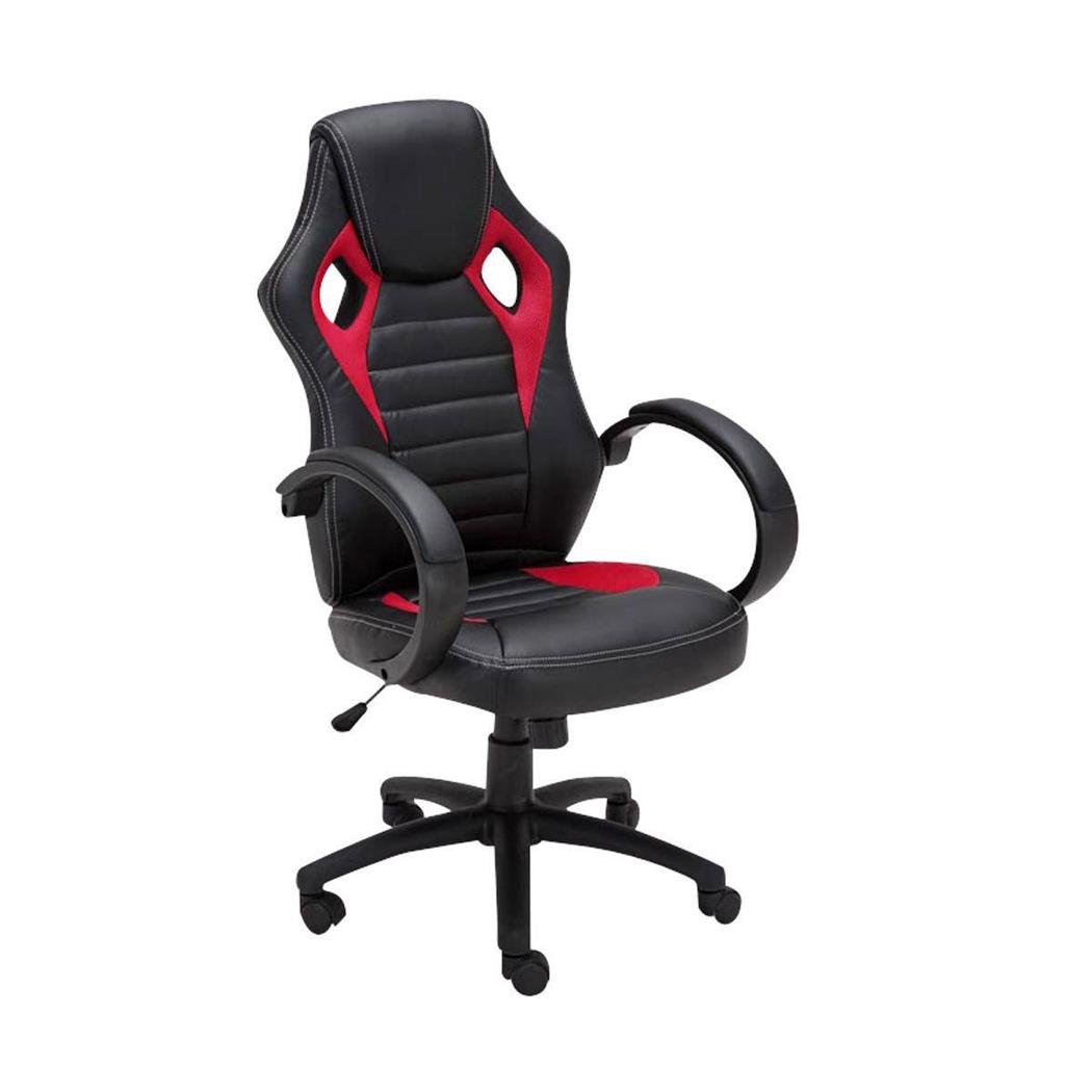 Gaming-Stuhl ASCARI, sportliches Design, sehr bequem, Leder- und Stoffbezug, Farbe Schwarz / Rot