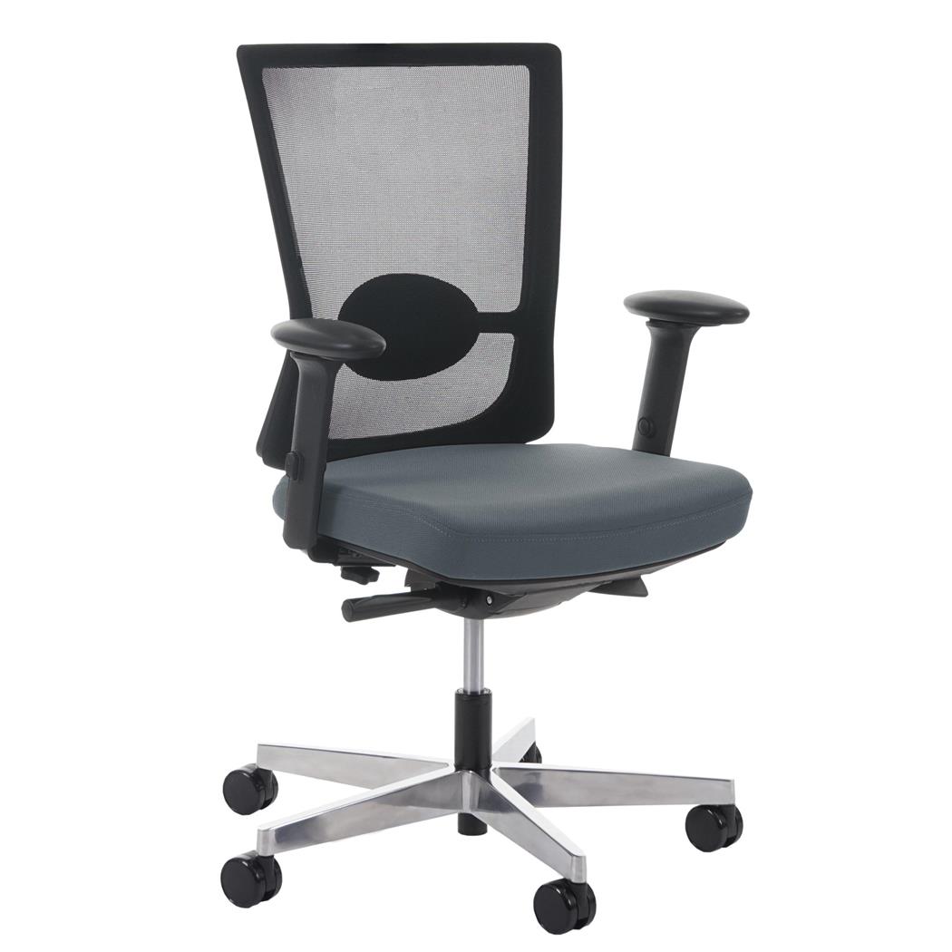 Ergonomischer Bürostuhl NILO, vielseitig einstellbar, Lordosenstütze, gepolsterte Sitzfläche, Netzstoff, Farbe Grau