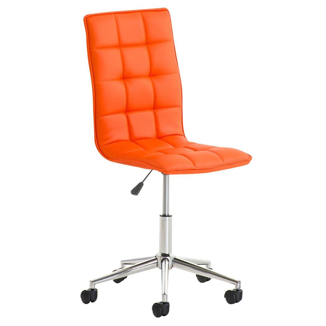 Bürostuhl BULGARI, elegantes Design, höhenverstellbar, Metallfußkreuz, Lederbezug, Farbe Orange