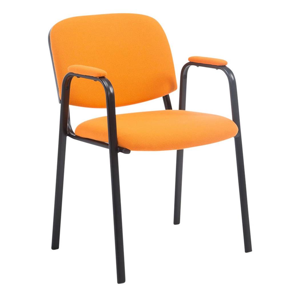 Konferenzstuhl MOBY STOFF mit Armlehnen, bequem und praktisch, schwarzes Gestell, Farbe Orange