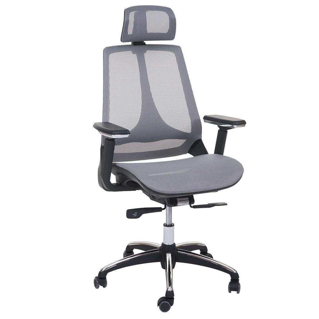 Ergonomischer Bürostuhl ALAN, tiefenverstellbare Sitzfläche, Synchronmechanik, 8h-Nutzung, Netzbezug, Farbe Grau