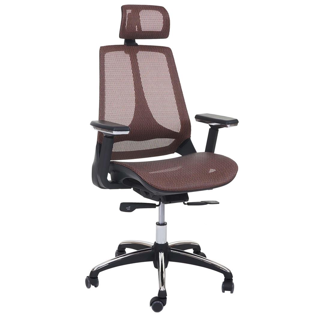 Ergonomischer Bürostuhl ALAN, tiefenverstellbare Sitzfläche, Synchronmechanik, 8h-Nutzung, Netzbezug, Farbe Braun