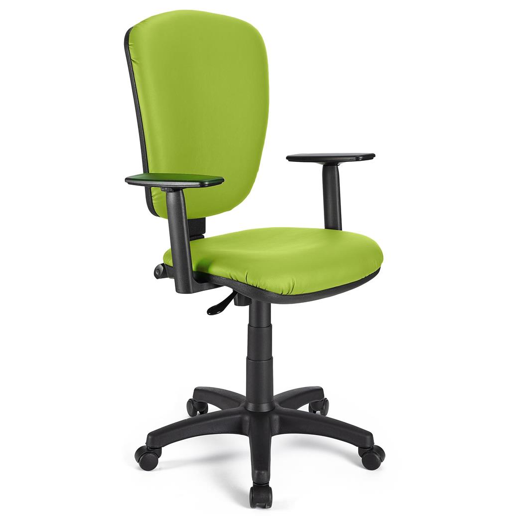 Bürostuhl KALIPSO PLUS LEDER, verstellbare Rücken- und Armlehnen, robust, Farbe Grün