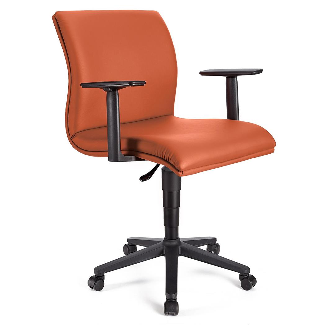 Bürostuhl HANNIBAL BASIS LEDER, verstellbare Armlehnen, dicke Polsterung, Farbe Orange