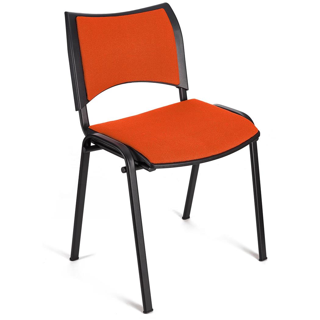 Besucherstuhl ROMEL, bequeme Polsterung, stapelbar, Stoffbezug, schwarze Stuhlbeine, Farbe Orange