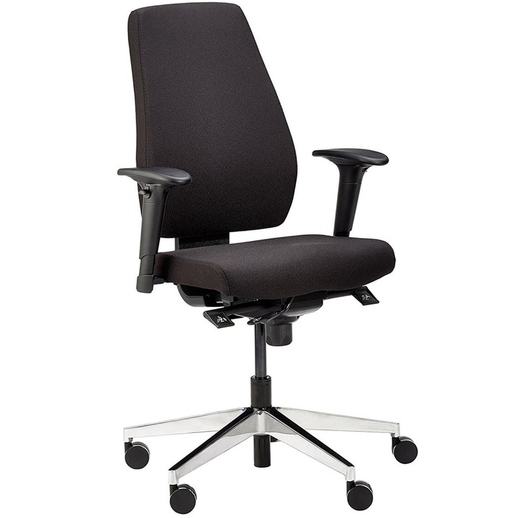 Ergonomischer Bürostuhl DIKA, professionelle 8h-Nutzung, 100% verstellbar, Stoffbezug, Farbe Schwarz