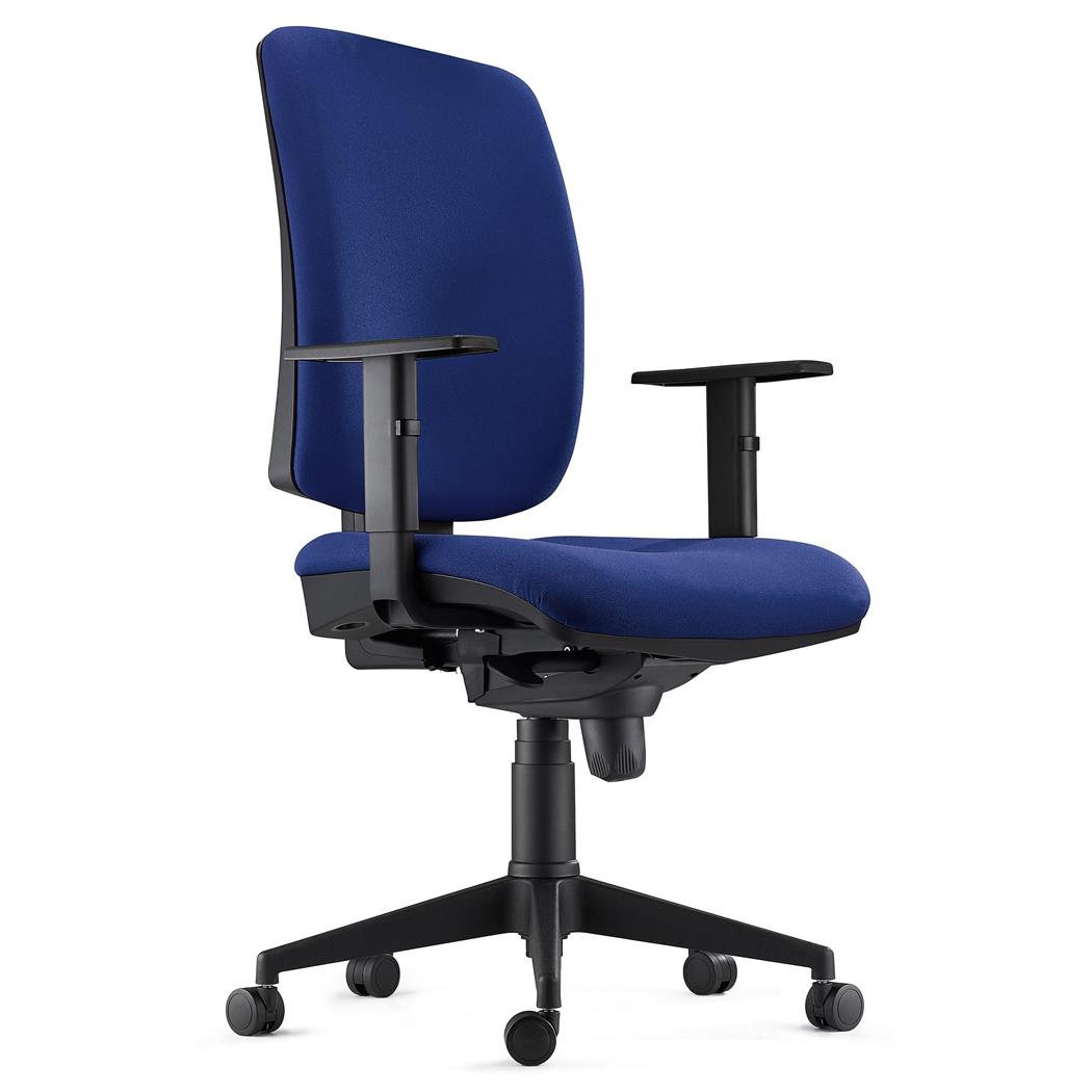 Ergonomischer Bürostuhl PIERO STOFF, verstellbare Armlehnen, Farbe Dunkelblau