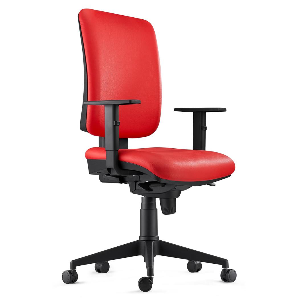 Ergonomischer Bürostuhl PIERO LEDER, verstellbare Armlehnen, Farbe Rot