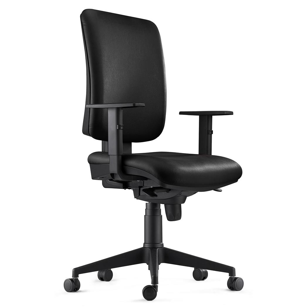 Ergonomischer Bürostuhl PIERO LEDER, verstellbare Armlehnen, Farbe Schwarz