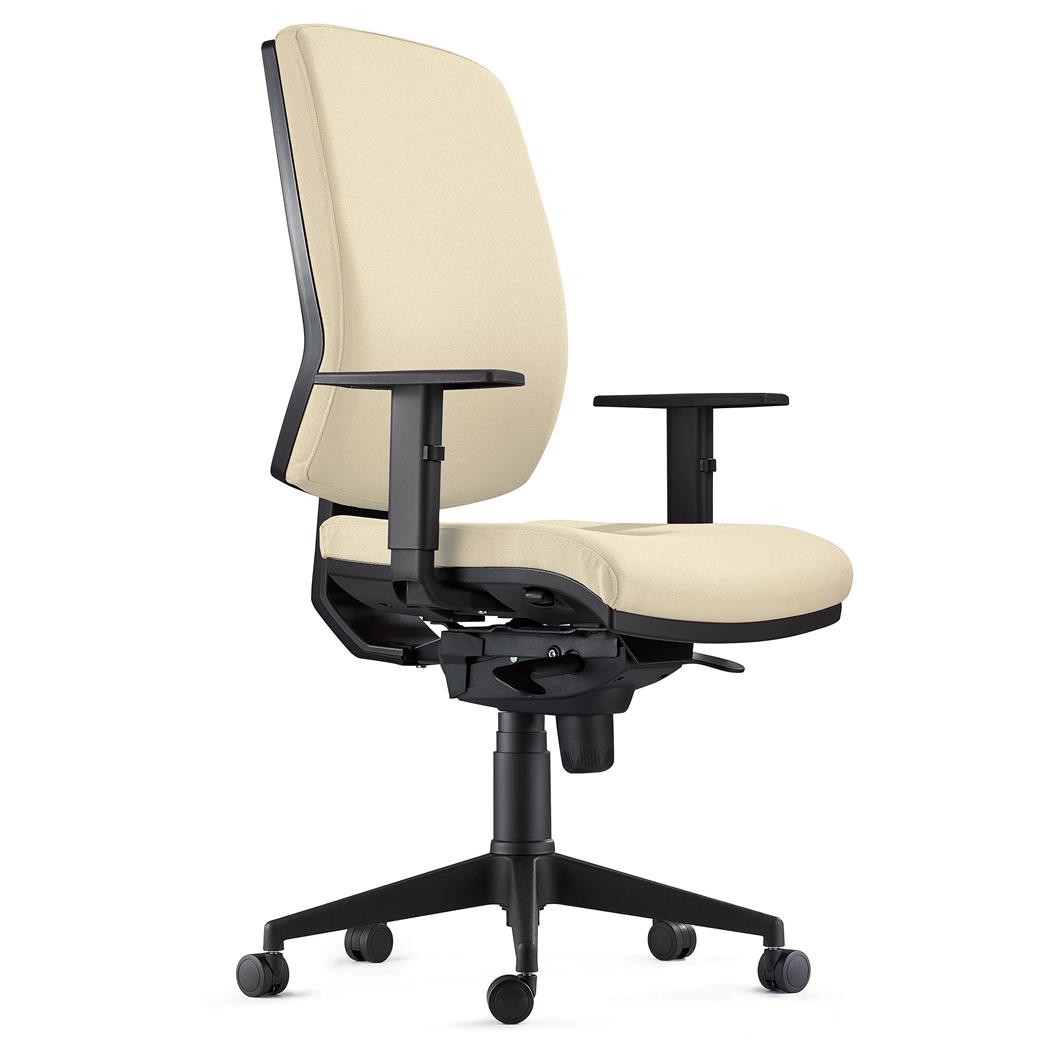 Ergonomischer Bürostuhl OLIVER STOFF, 8h-Nutzung, dicke Polsterung, Farbe Beige