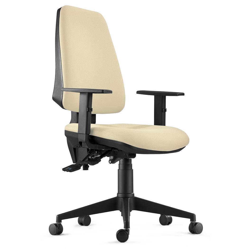 Ergonomischer Bürostuhl INDIANA, Stoffbezug, verstellbare Armlehnen, Farbe Beige