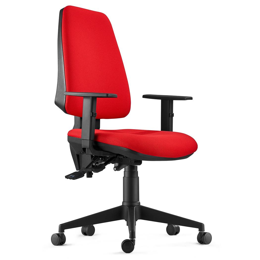 Ergonomischer Bürostuhl INDIANA, Stoffbezug, verstellbare Armlehnen, Farbe Rot