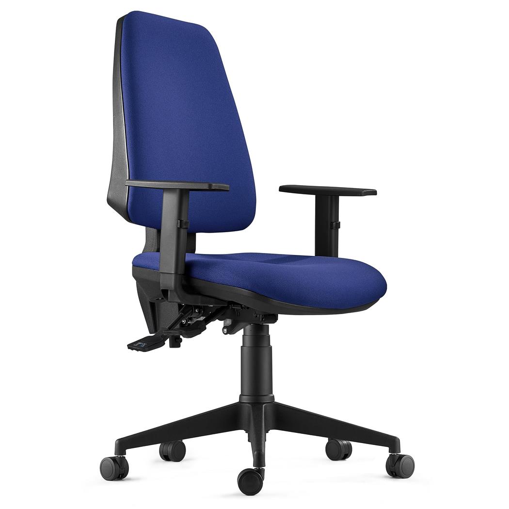 Ergonomischer Bürostuhl INDIANA, Stoffbezug, verstellbare Armlehnen, Farbe Dunkelblau