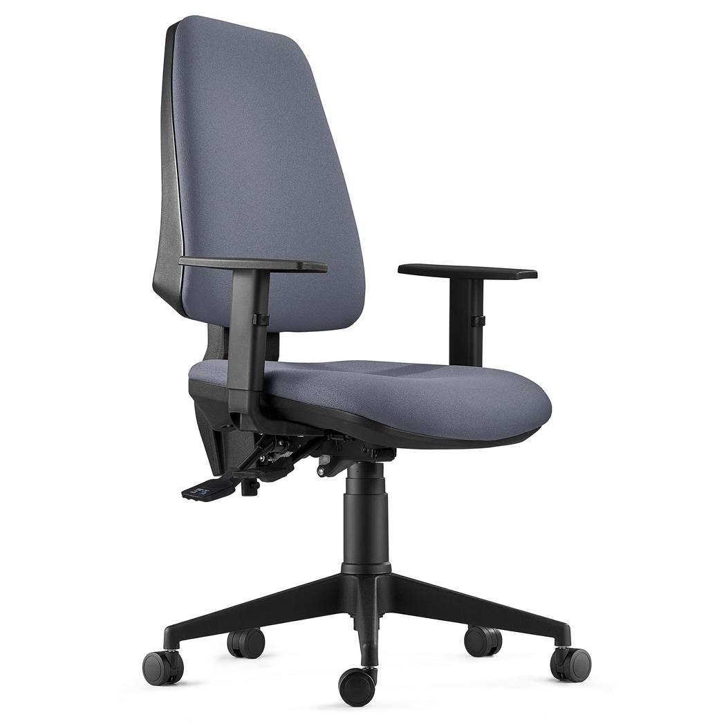 Ergonomischer Bürostuhl INDIANA, Stoffbezug, verstellbare Armlehnen, Farbe Grau