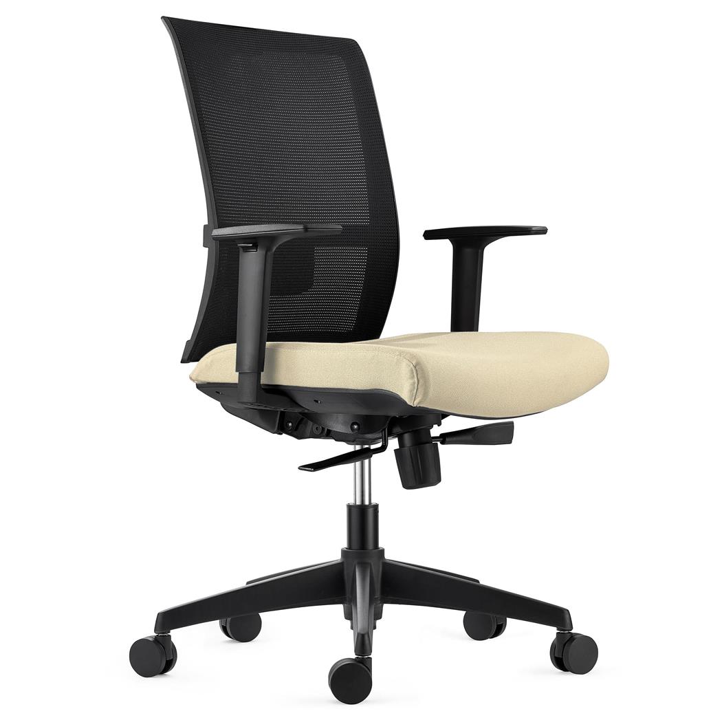 Ergonomischer Bürostuhl EXON, Lordosenstütze, für die 8h-Nutzung, mit Stoff- und Netzbezug, Farbe Beige