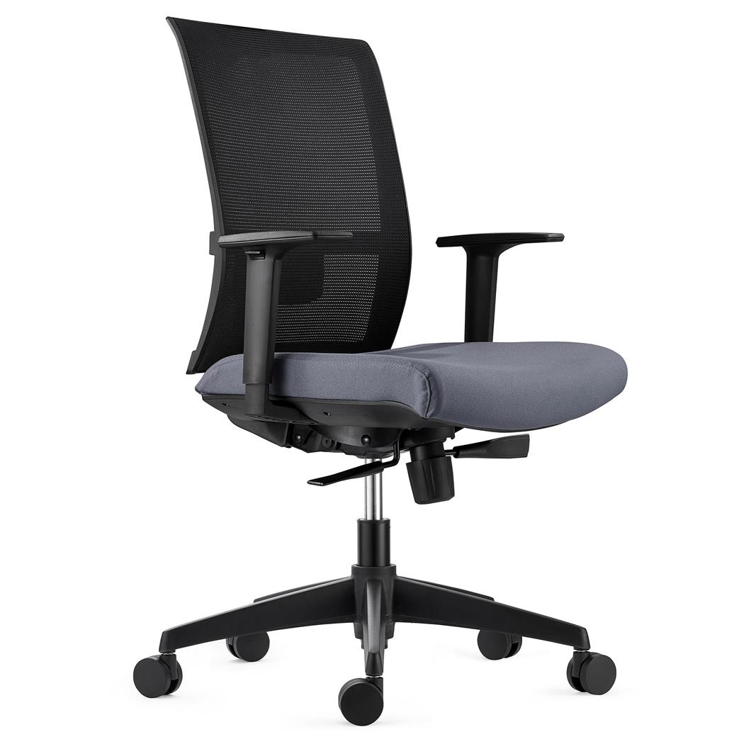 Ergonomischer Bürostuhl EXON, Lordosenstütze, für die 8h-Nutzung, mit Stoff- und Netzbezug, Farbe Grau