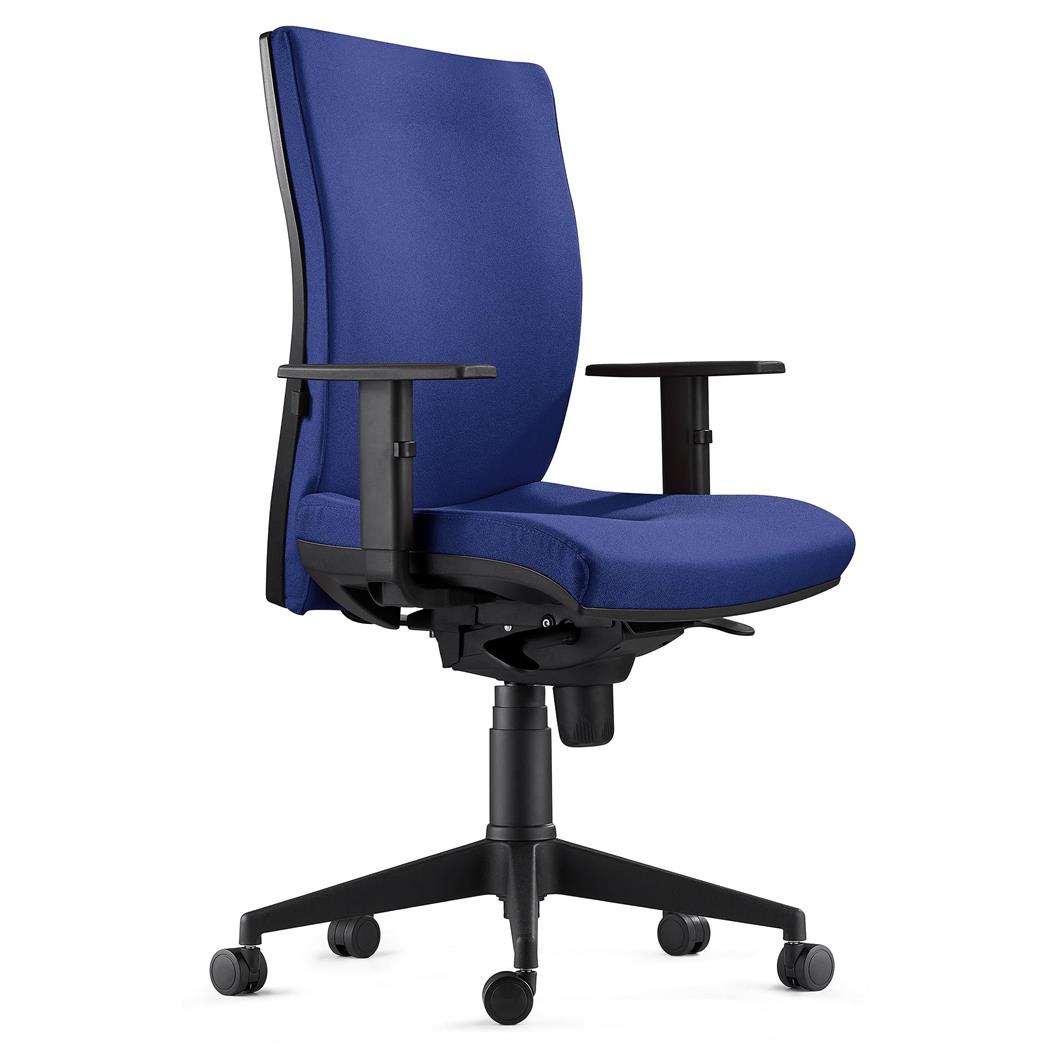 Ergonomischer Bürostuhl KEVIN, Lordosenstütze, Stoffbezug, Farbe Dunkelblau