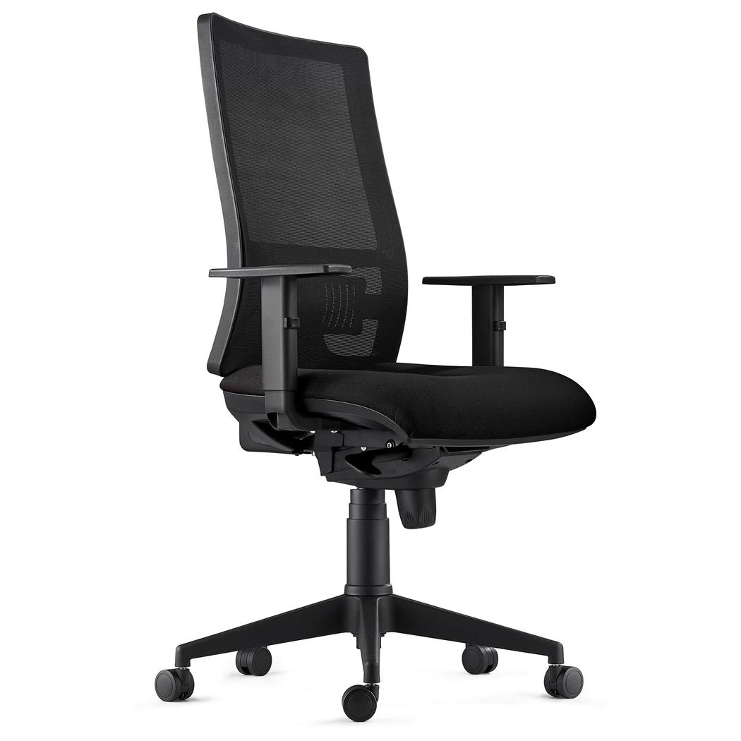 Ergonomischer Bürostuhl EMERSON, verstellbare Armlehnen und Lordosenstütze, Farbe Schwarz