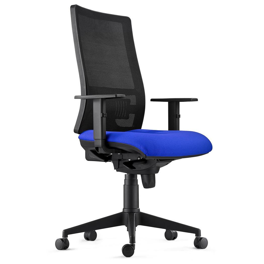 Ergonomischer Bürostuhl EMERSON, verstellbare Armlehnen und Lordosenstütze, Farbe Blau