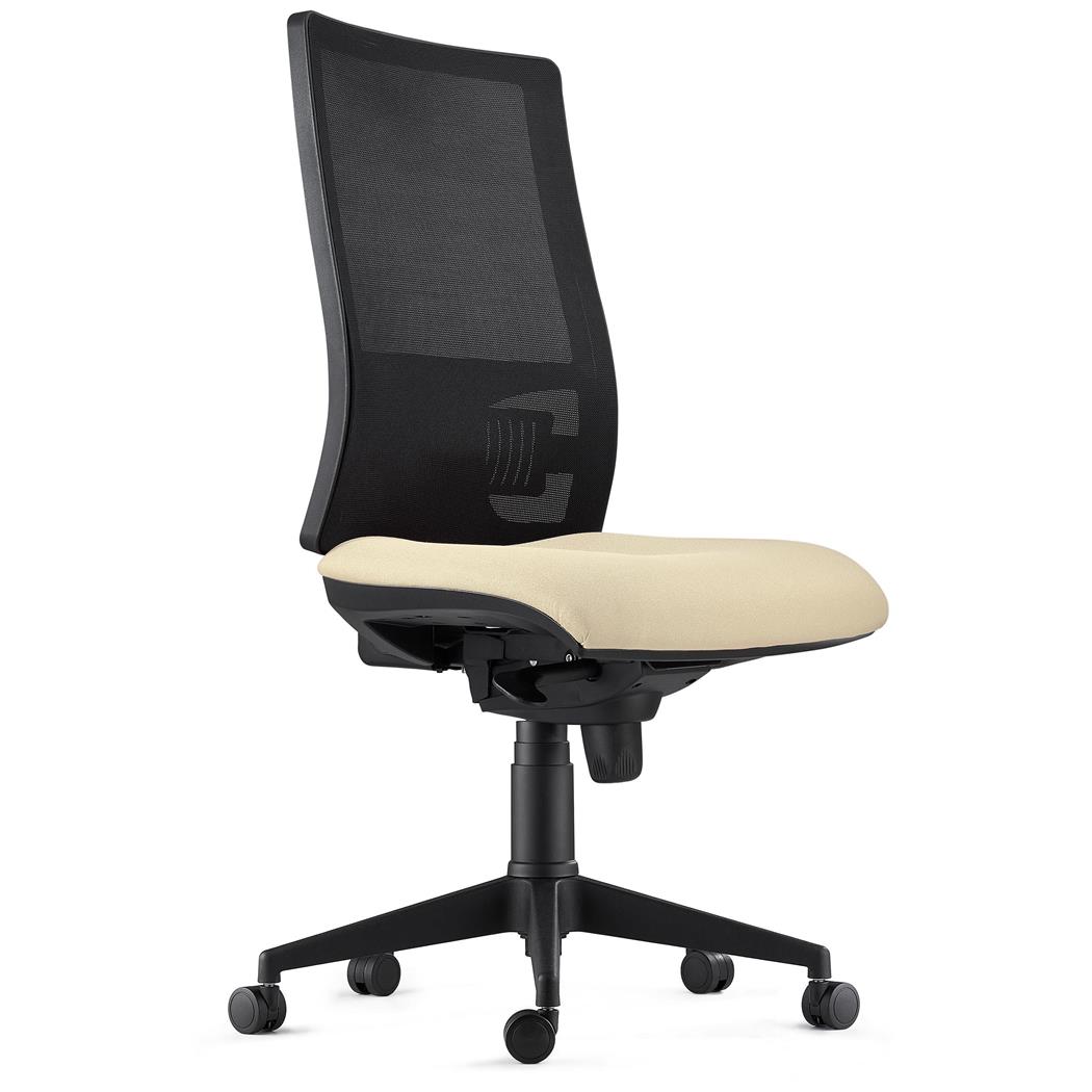 Ergonomischer Bürostuhl EMERSON, verstellbare Rückenlehne mit Lordosenstütze, Stoffbezug, Farbe Beige