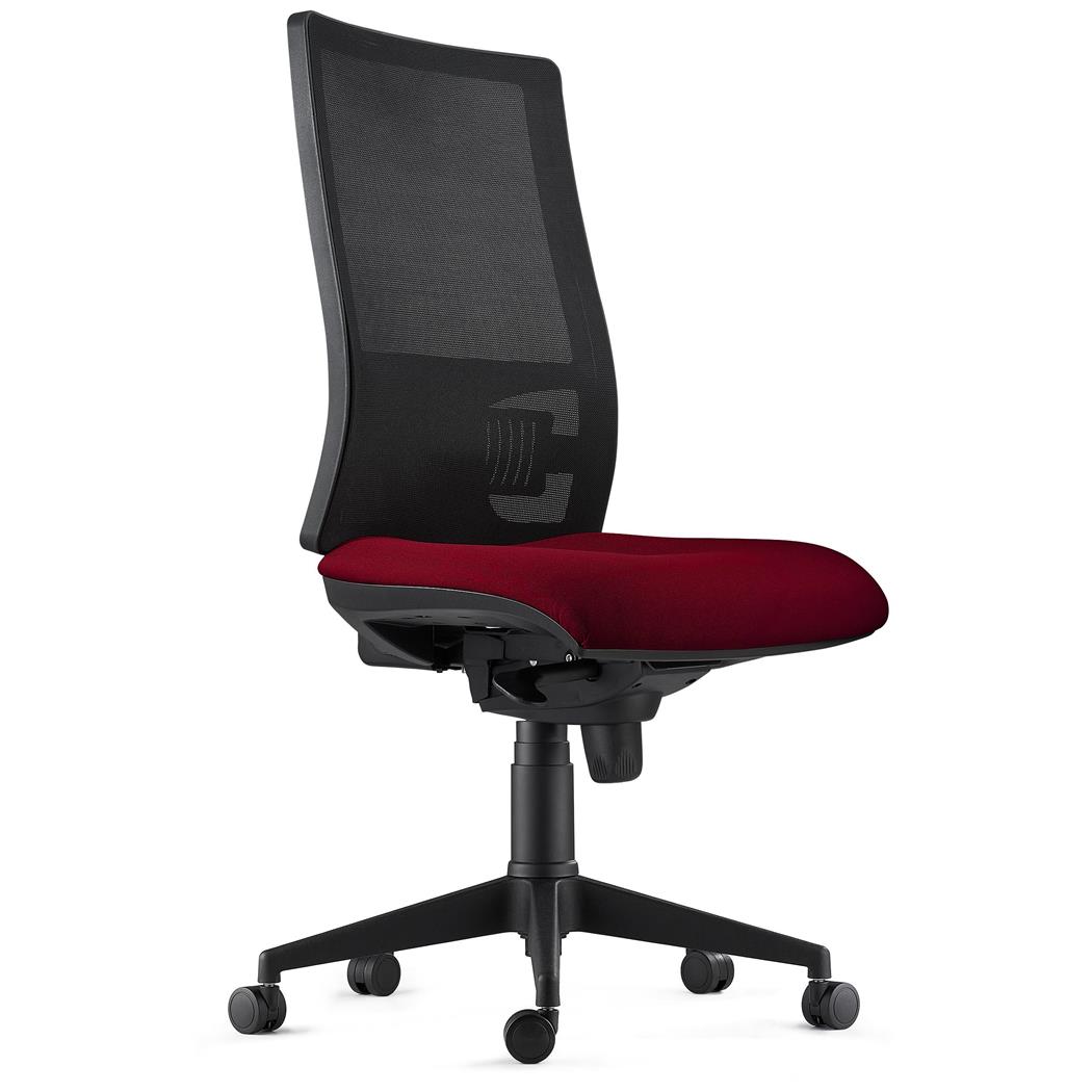 Ergonomischer Bürostuhl EMERSON, verstellbare Rückenlehne mit Lordosenstütze, Stoffbezug, Farbe Burgund