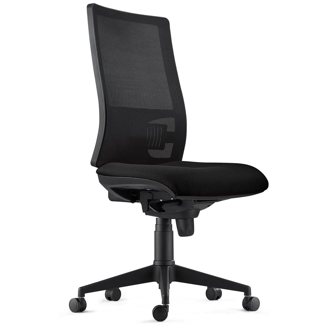 Ergonomischer Bürostuhl EMERSON, verstellbare Rückenlehne mit Lordosenstütze, Stoffbezug, Farbe Schwarz