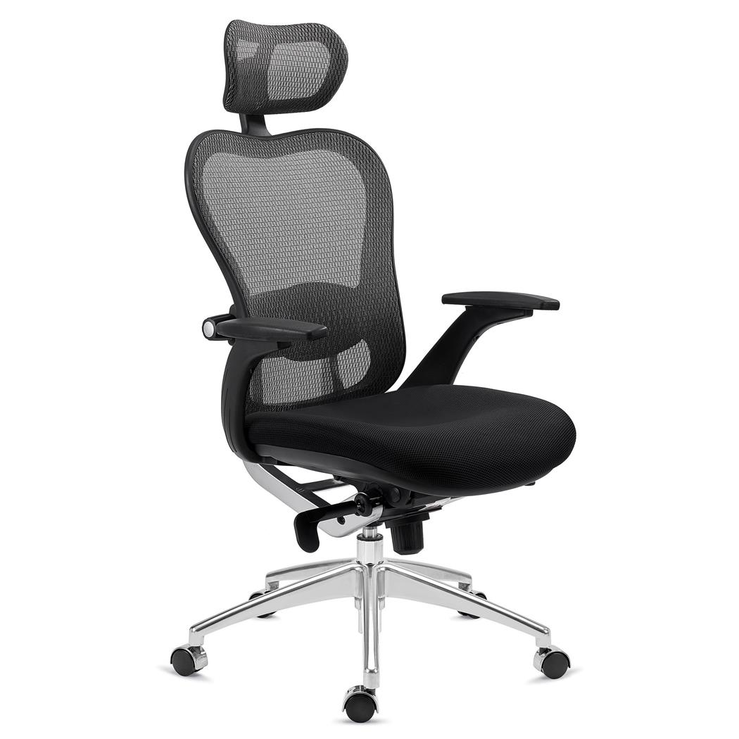 Ergonomischer Bürostuhl ROYAL, 8h-Nutzung, innovative Lordosenstütze, exklusives Design, Farbe Grau