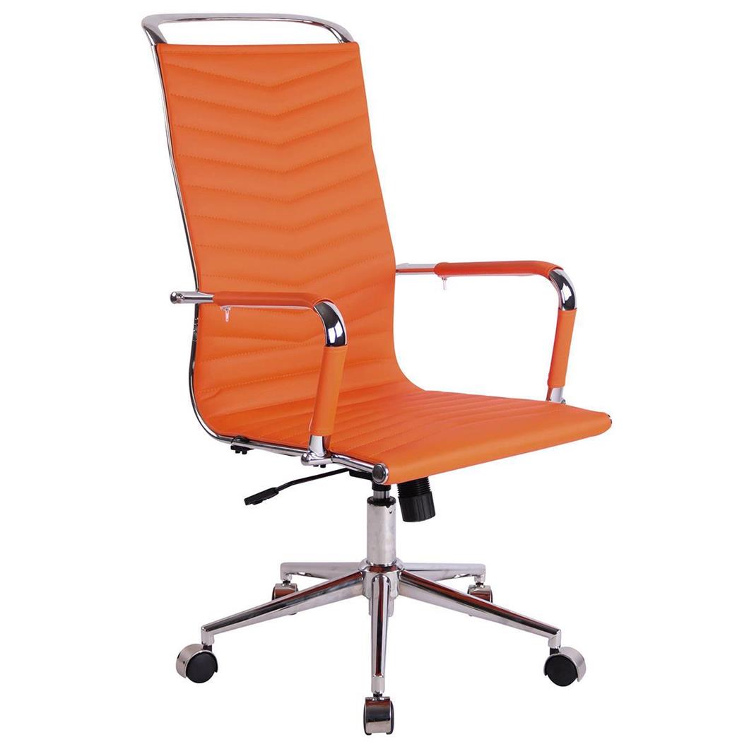 Bürostuhl SIGRID mit hoher Rückenlehne, elegantes Design, Lederbezug, Farbe Orange