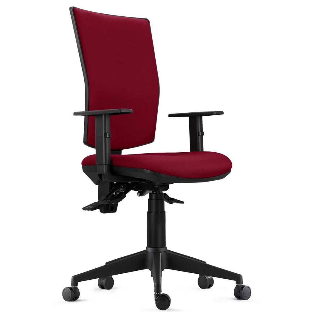 Ergonomischer Bürostuhl ATLANTA, 8h-Nutzung, Stoffbezug, Farbe Burgund