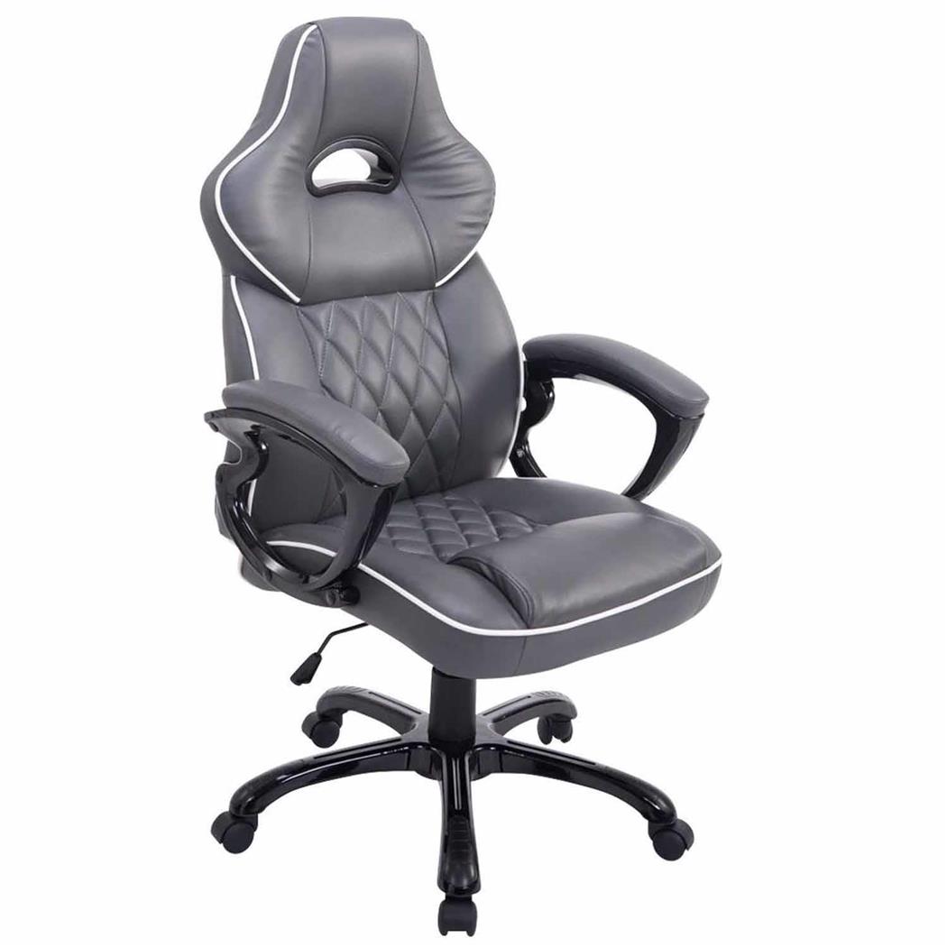 Gaming-Stuhl LEROY XXL, Wippmechanismus, maximale Widerstandsfähigkeit, Leder, Farbe Grau