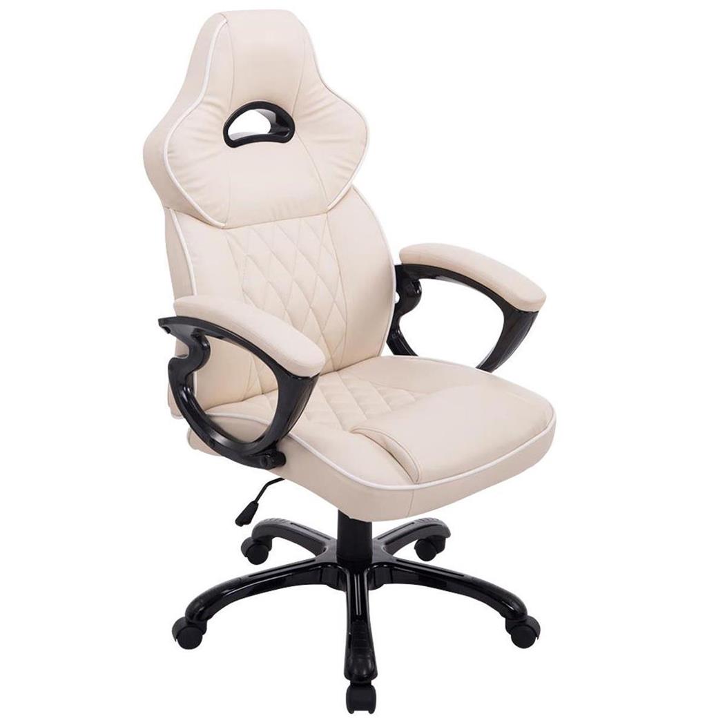 Gaming-Stuhl LEROY XXL, Wippmechanismus, maximale Widerstandsfähigkeit, Leder, Farbe Beige