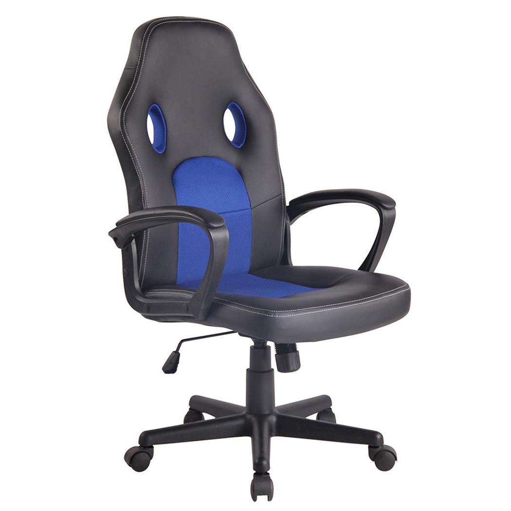 Gamingstuhl XENON, sportliches Rennsitz-Design, feinstes Kunstleder und Netzbezug, Farbe Schwarz / Blau