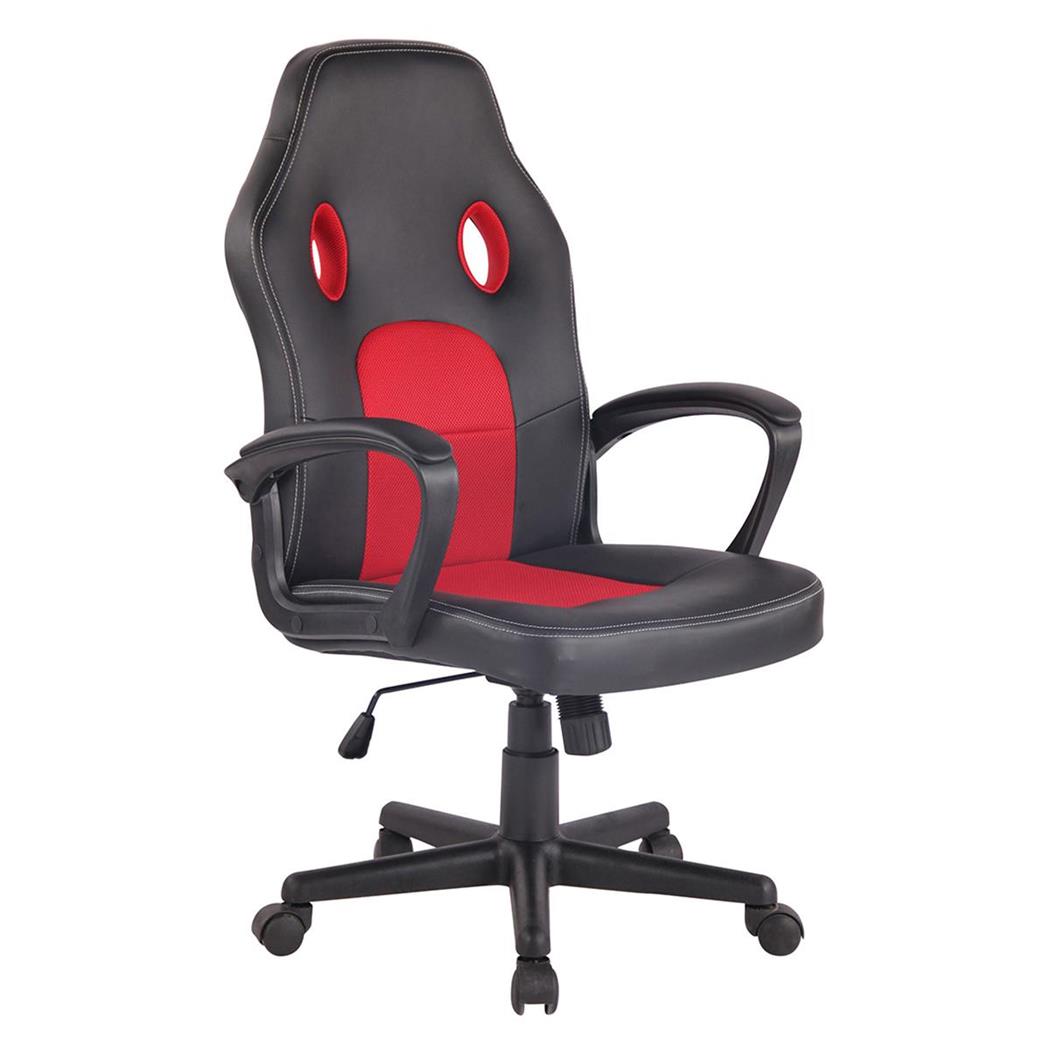 Gamingstuhl XENON, sportliches Rennsitz-Design, feinstes Kunstleder und Netzbezug, Farbe Schwarz / Rot