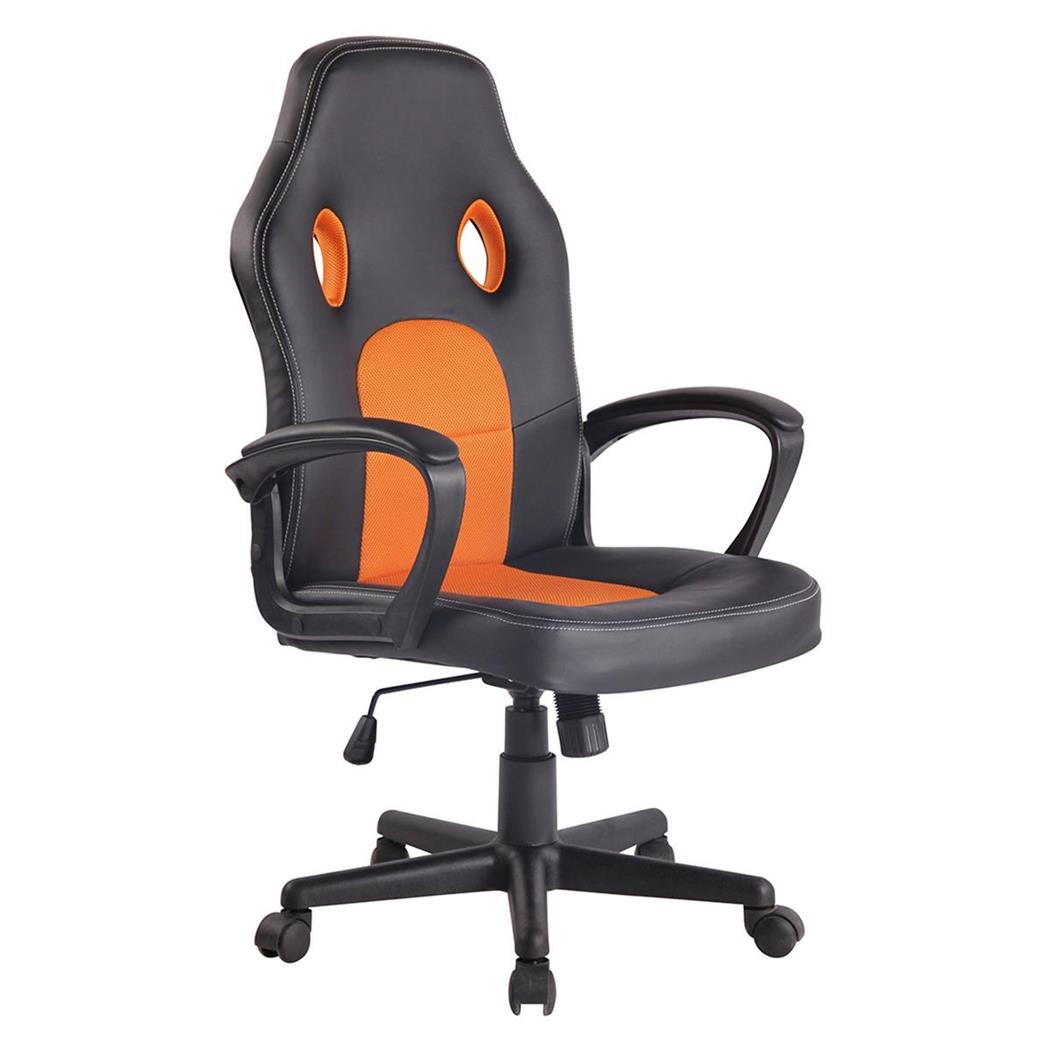 Gamingstuhl XENON, sportliches Rennsitz-Design, feinstes Kunstleder und Netzbezug, Farbe Schwarz / Orange