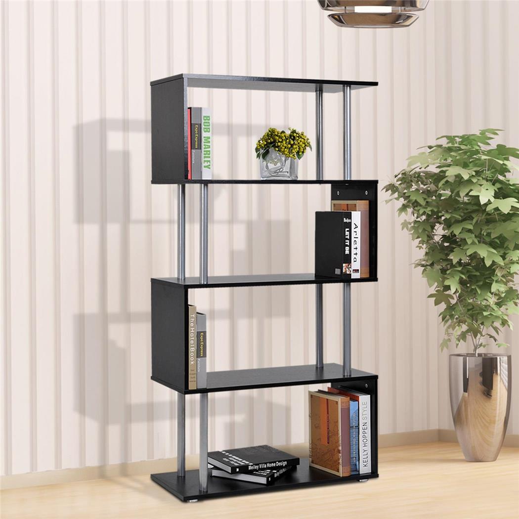 Bücherregal AMELIA, Modern und praktisch, 80x30x145cm, Metall und Holz, Farbe Schwarz