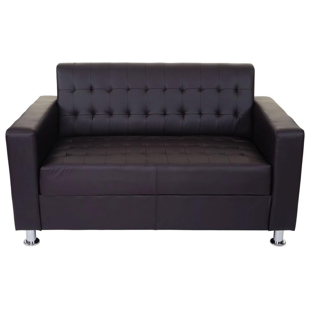 Bürosofa PRADI, 2-Sitzer, Elegantes Vintage Design, Kunstleder, Farbe Braun