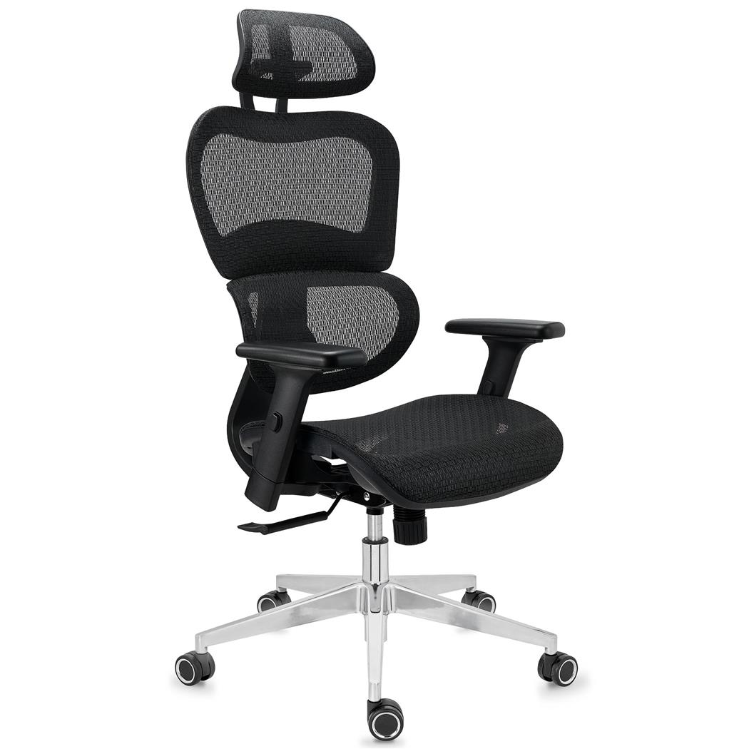 DEMO# Ergonomischer Bürostuhl VICTORY, 100% regulierbar, maximaler Komfort, 8h-Nutzung, Netzstoff, Farbe Schwarz