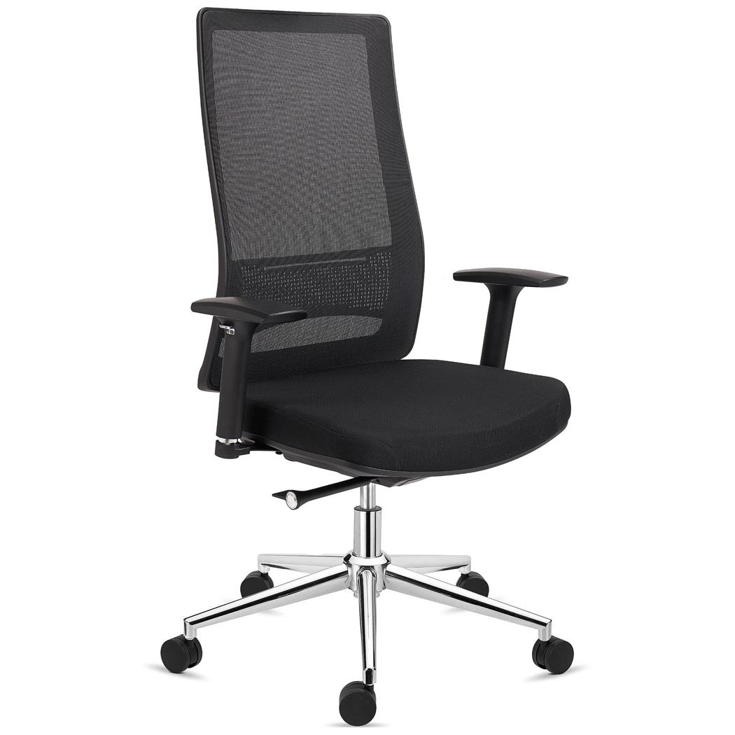 DEMO# Ergonomischer Bürostuhl SANTOS, 8h-Nutzung, Premium Design, Farbe Schwarz