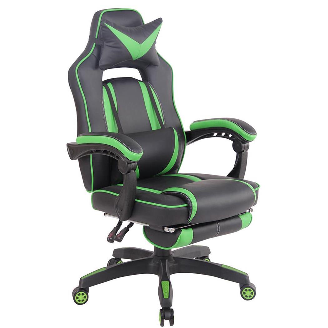 Gamingstuhl MARQUEZ, ergonomisch mit Fußstütze, Leder, Farbe Schwarz und Grün