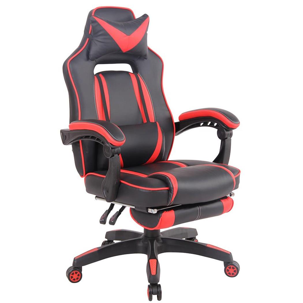 Gamingstuhl MARQUEZ, ergonomisch mit Fußstütze, Leder, Farbe Schwarz und Rot