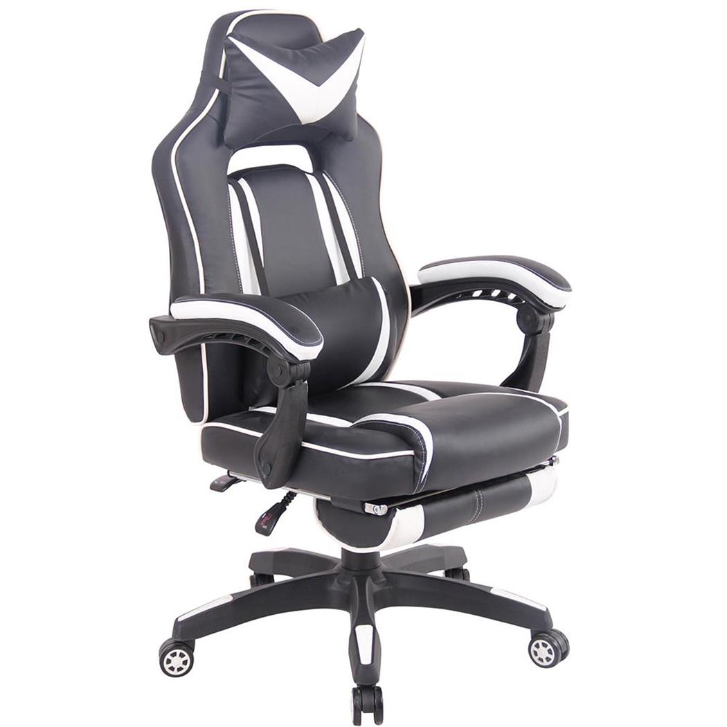 Gamingstuhl MARQUEZ, ergonomisch mit Fußstütze, Leder, Farbe Schwarz und Weiß