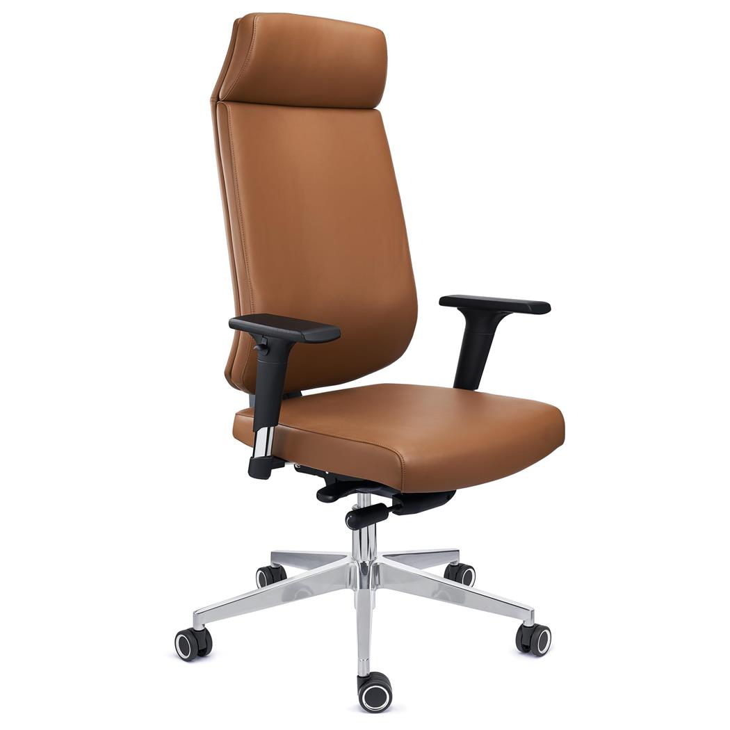 Chefsessel MILANO, hochwertiges und ergonomisches Design, Premiumkomponenten, Leder, Farbe Braun