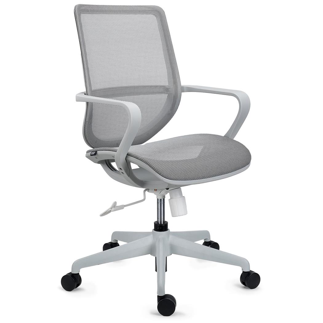 DEMO# Ergonomischer Bürostuhl PACIFIC auffälliges Design, Stoff und atmungsaktives Netz, Farbe Grau