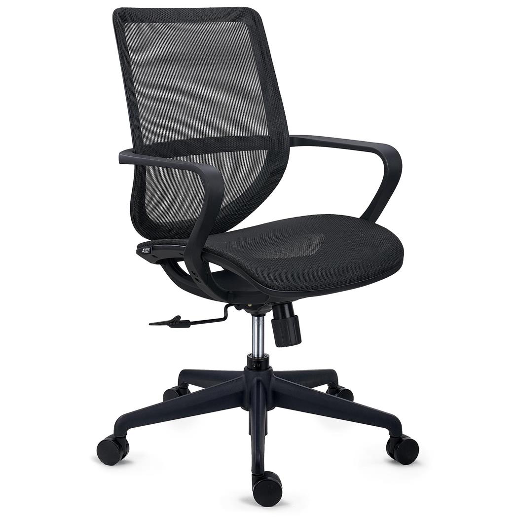 DEMO# Ergonomischer Bürostuhl PACIFIC auffälliges Design, Stoff und atmungsaktives Netz, Farbe Schwarz