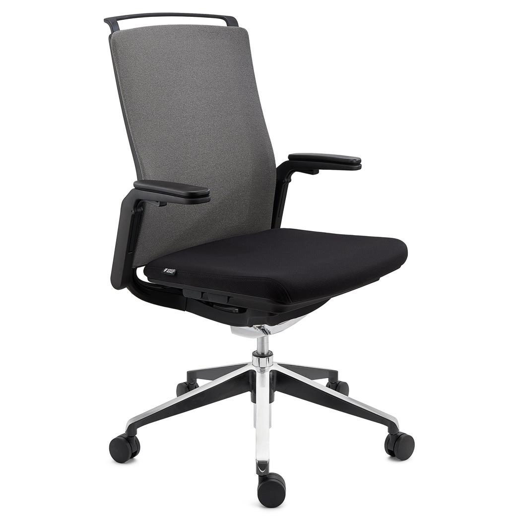 DEMO# Ergonomischer Bürostuhl VELVET für 8h-Nutzung, elegantes Design, Farbe Grau